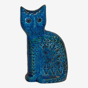 Cat by Aldo Londi for Bitossi in blue ceramic