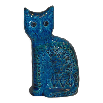 Cat by Aldo Londi for Bitossi in blue ceramic