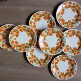 8 Digoin seventies floral dessert plates