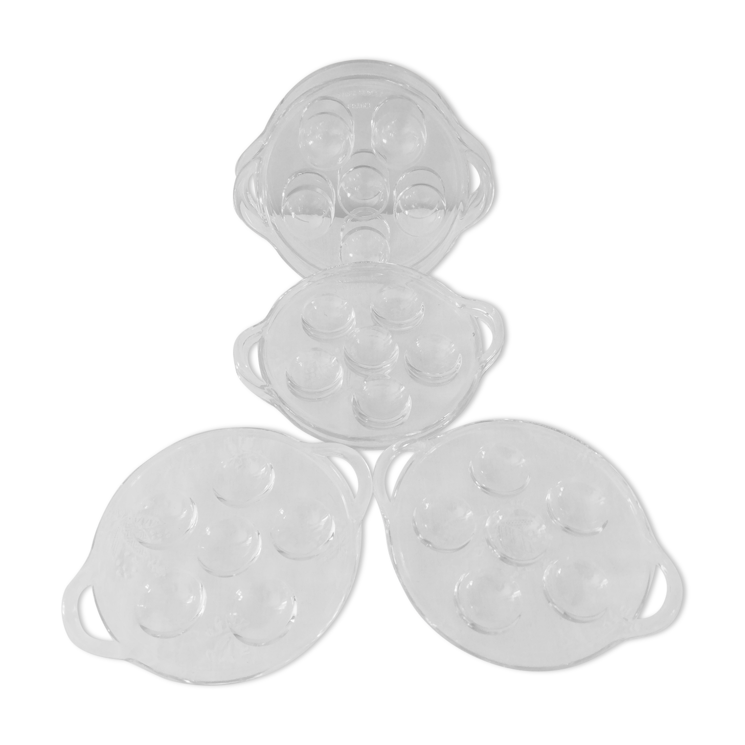 Suite of 6 snail plates in Pyrex