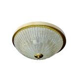 Large vintage ceiling lamp, glass and brass 60s