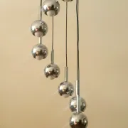 Wortmann & Filz cascade pendant lamp in chrome, Germany 1970