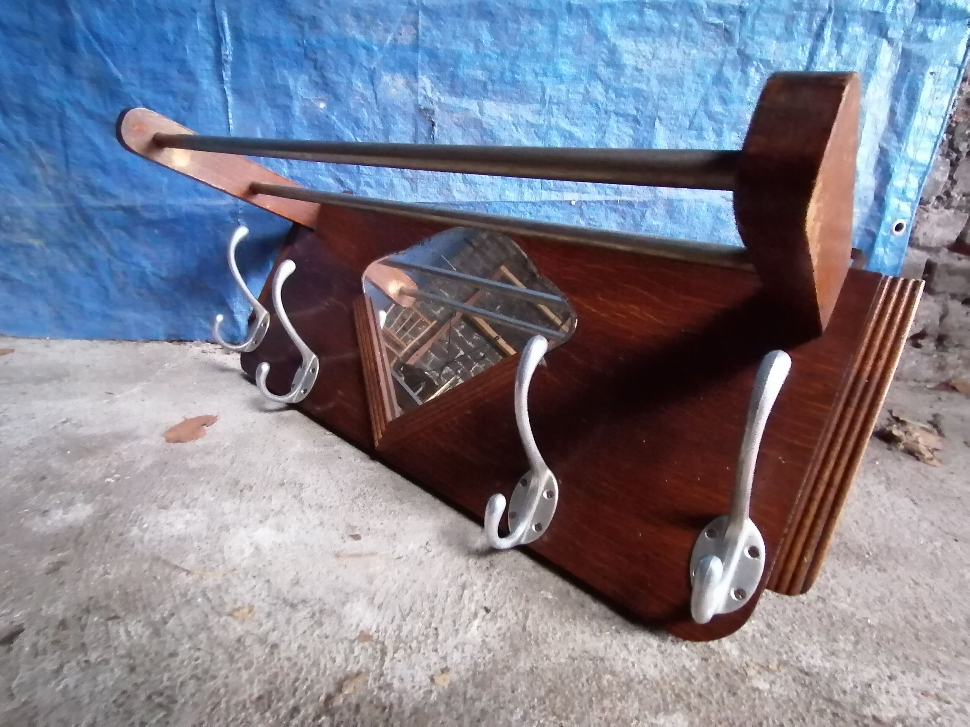 Dressing coat hanger wearing hats 4 patères mirror art deco style