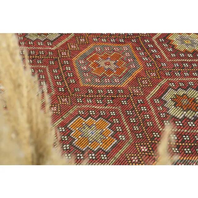 1970s Vintage Turkish Oushak Handmade Wool Cotton Red Area Rug 169x280