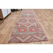 Pink Rainbow Turkish Vintage Handmade Woven Runner Rug 82x285