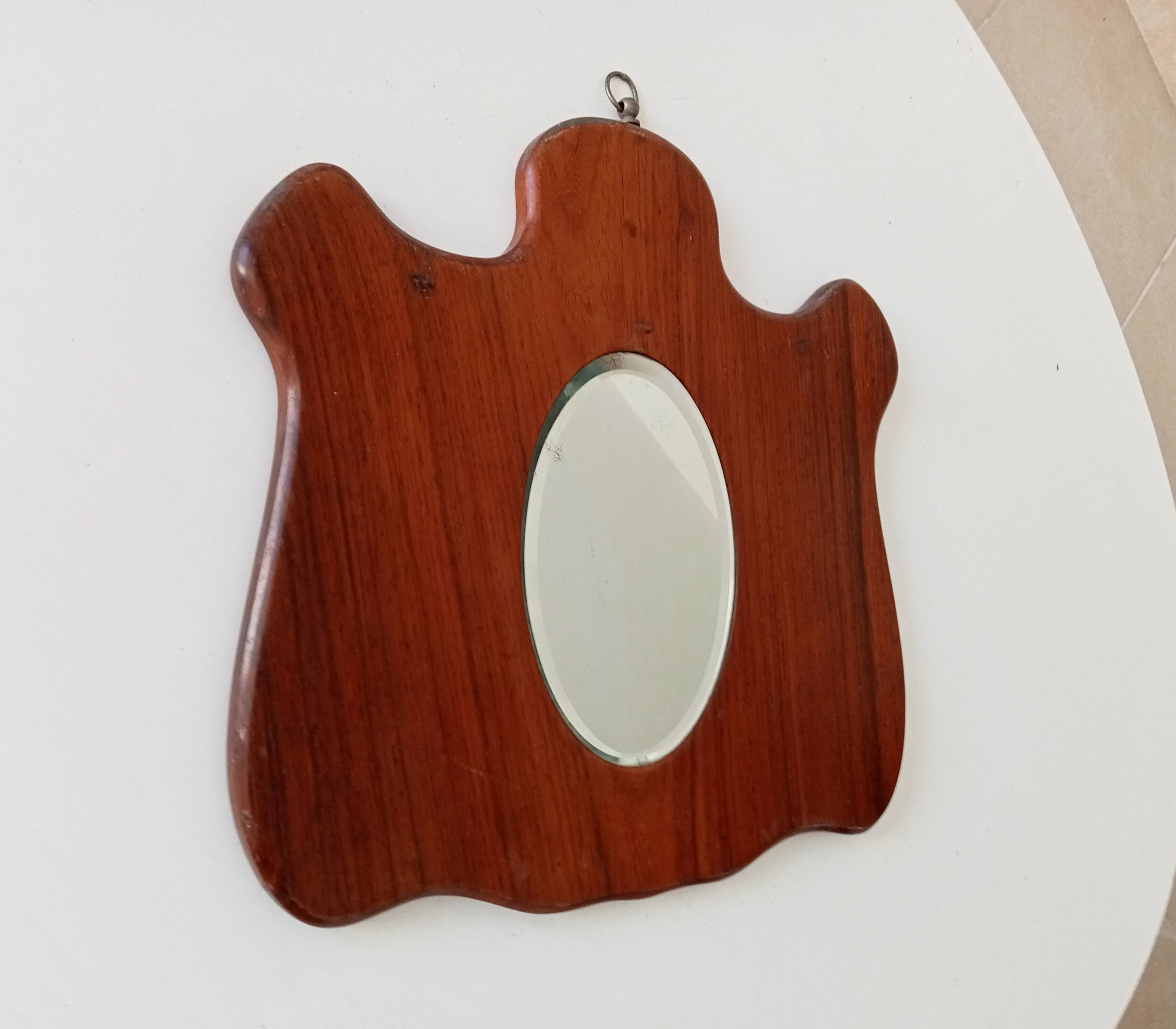 Small vintage free-form beveled mirror from the 60s