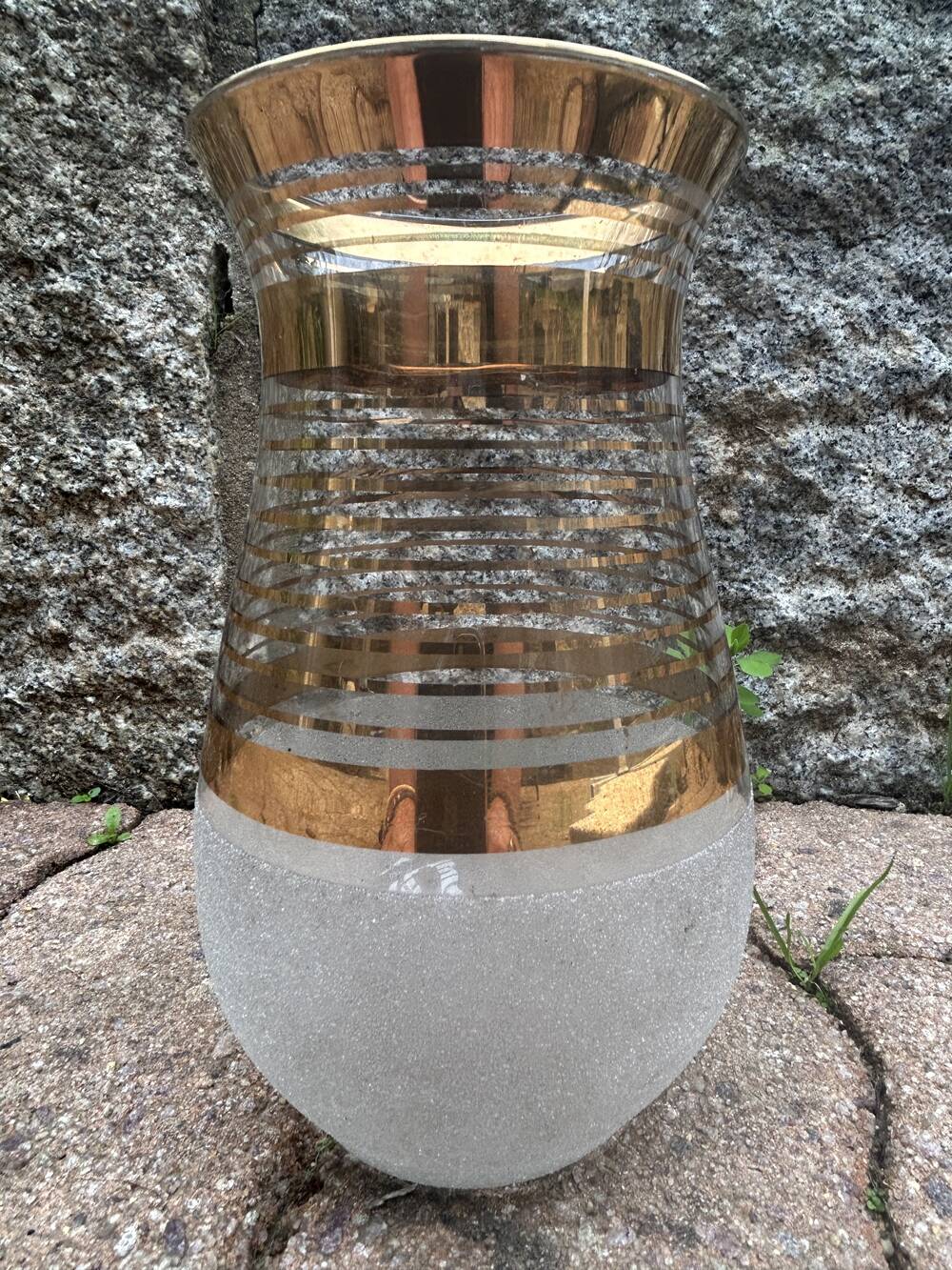 Gilded glass vase signed Fains – France, circa 1950