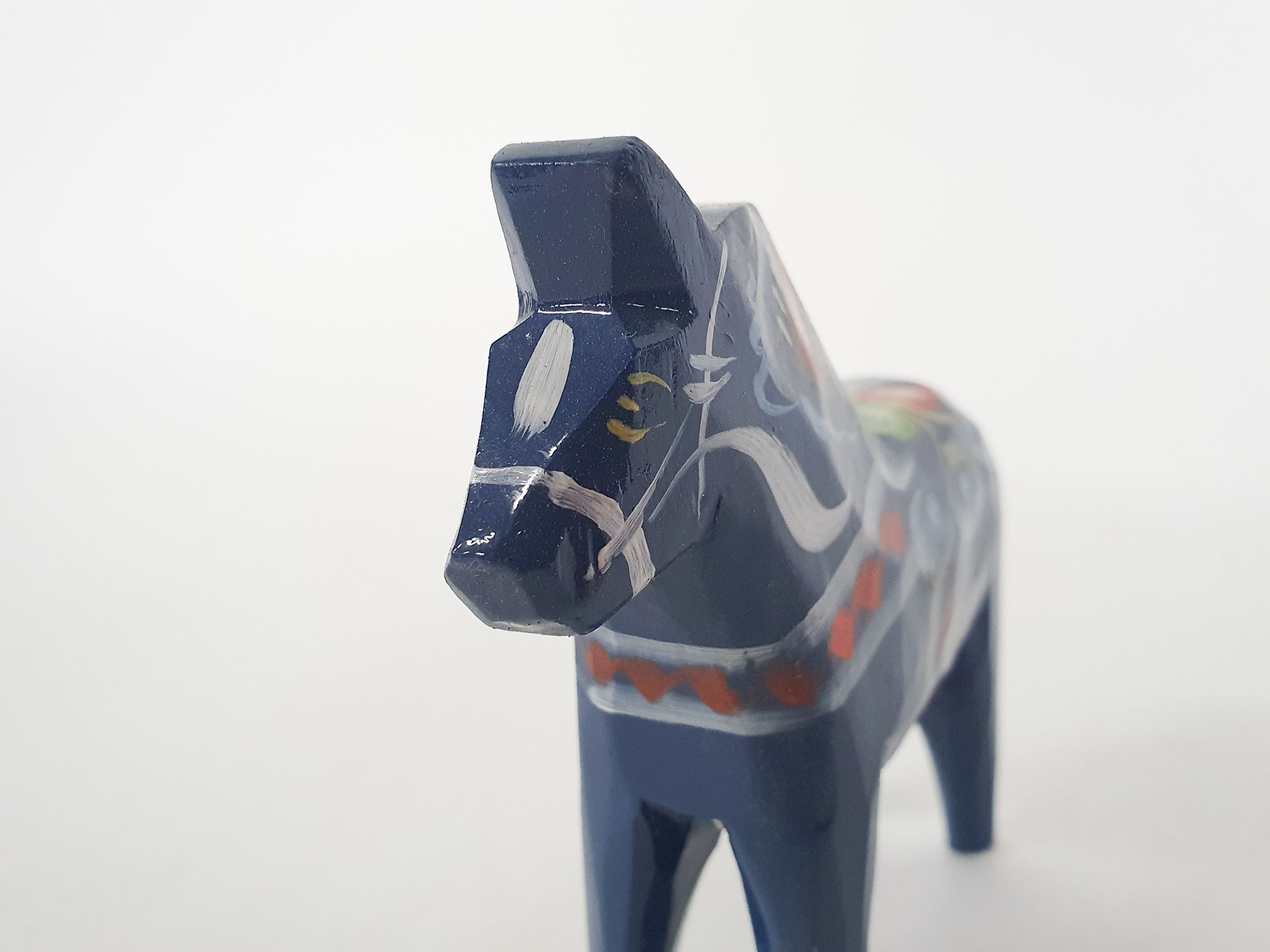 Handpainted blue Nils Olsson, "Dala" horse, Sweden 1960's
