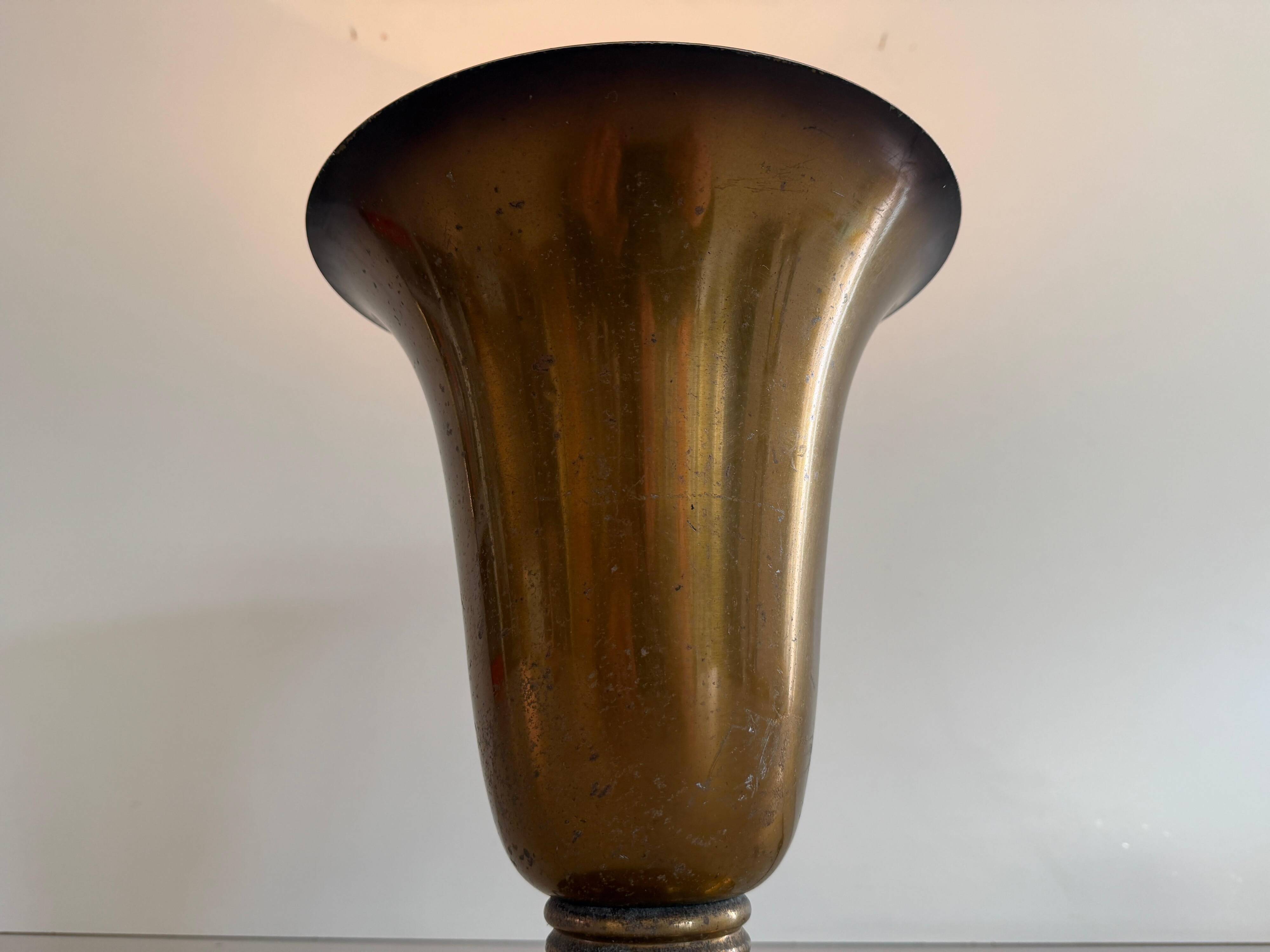 Art Deco conical table lamp in brass by Mazda, 1940s, France