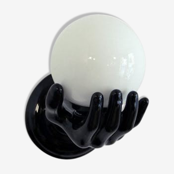 Applique hand vintage ceramic porcelain globe black opaline