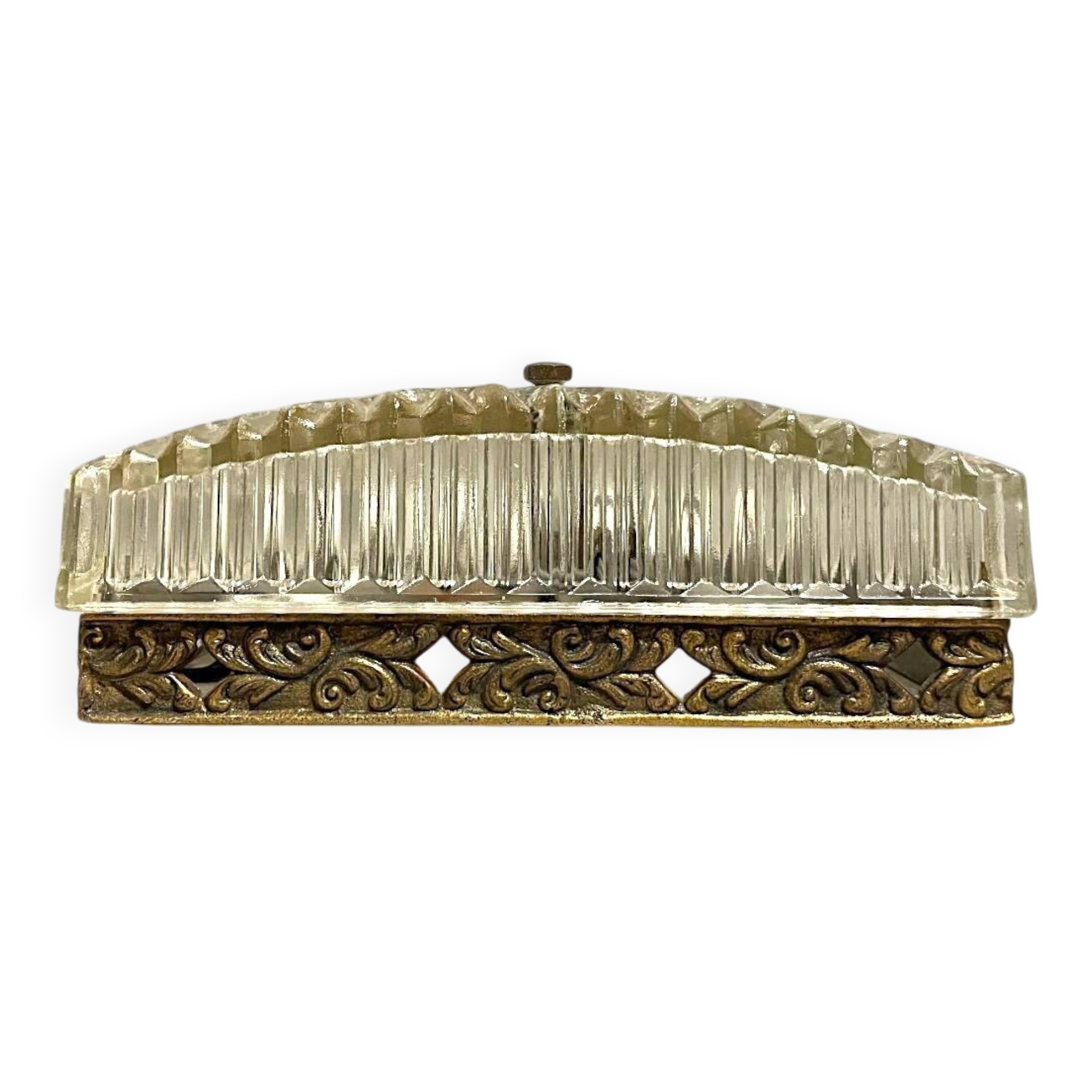 Square glass and bronze flush mount lamp, 1960s