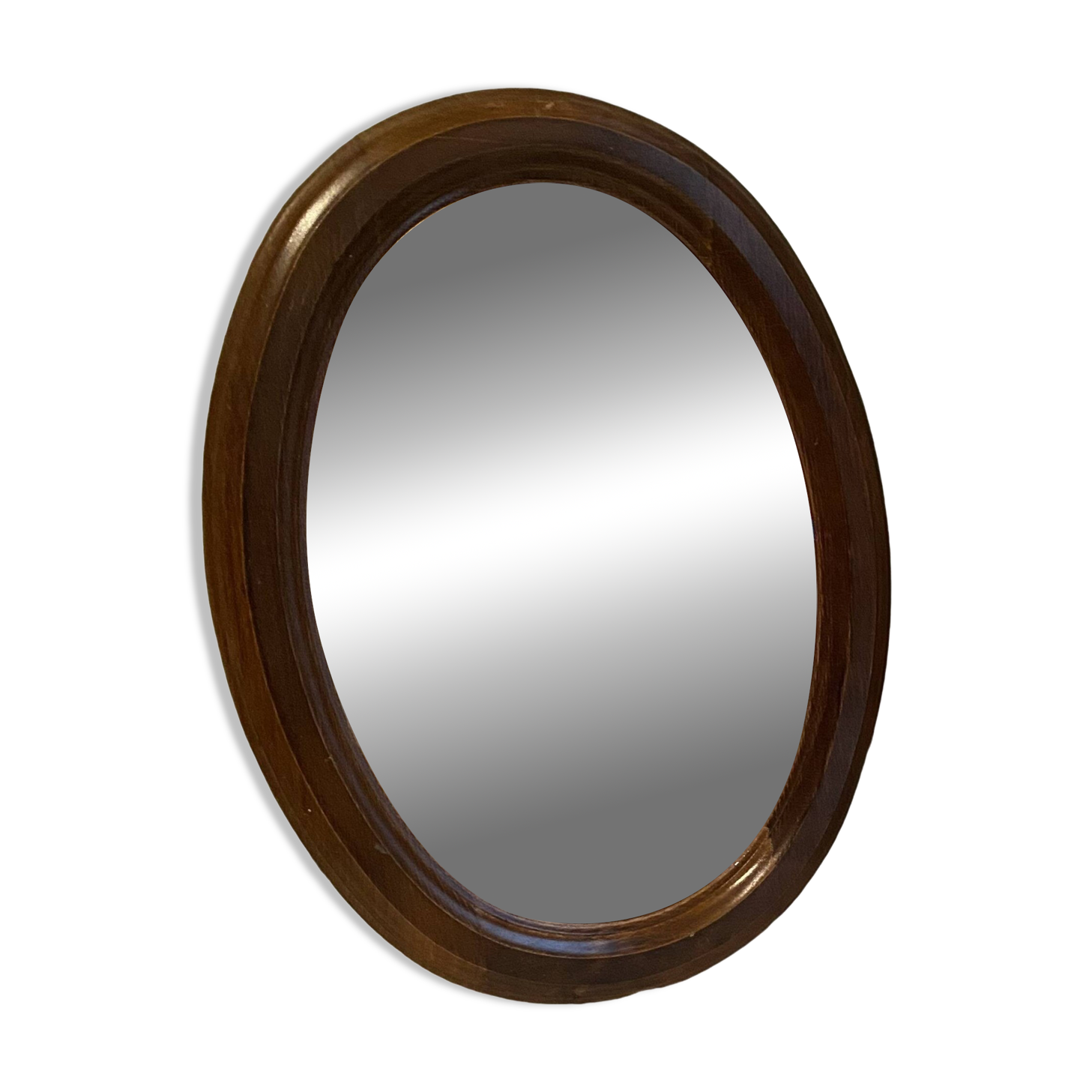 Oval wooden mirror