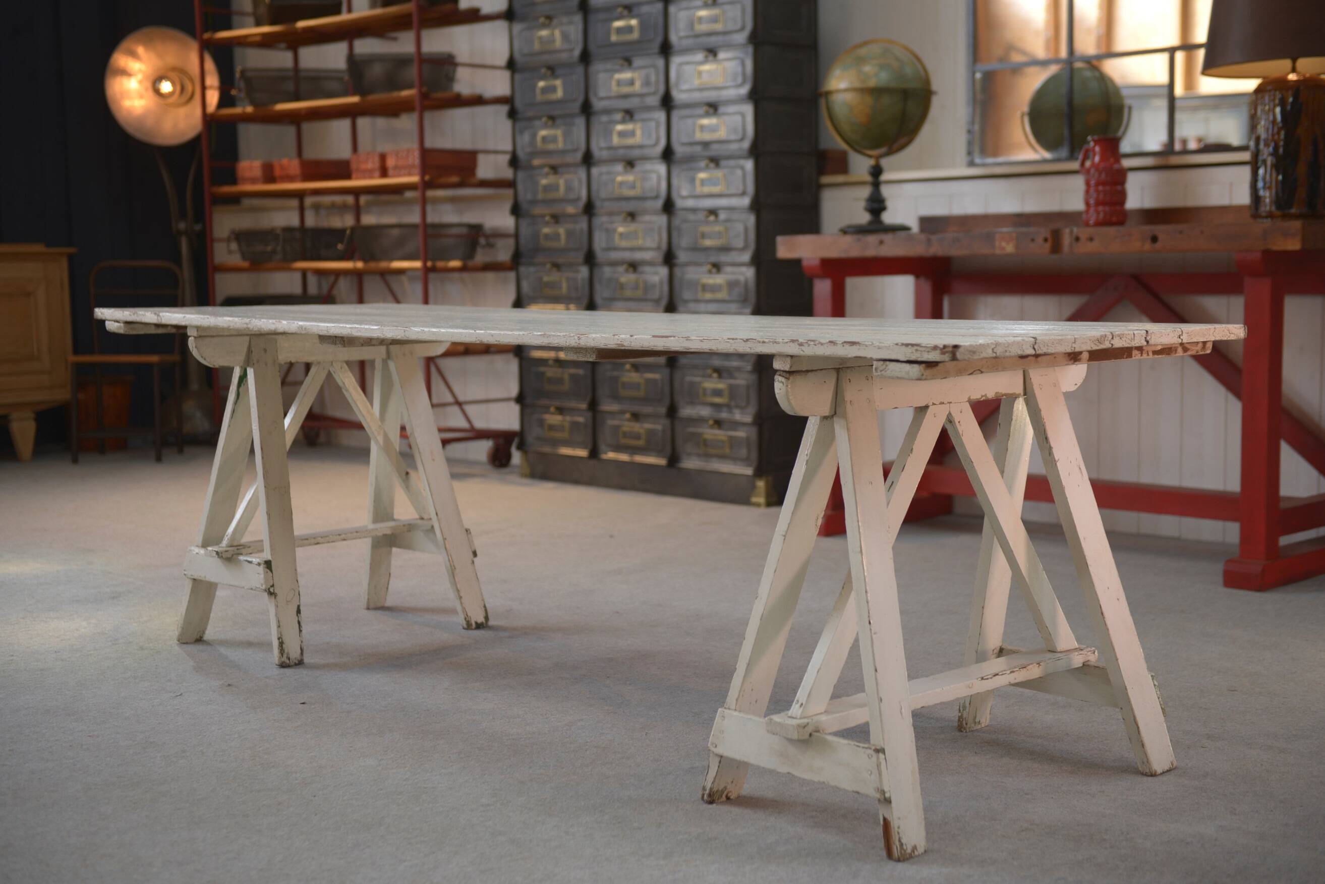 1950s white patina pine table