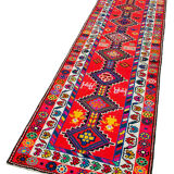 Tapis de coureur turc multicolore unique noué à la main 83 cm x 385 cm