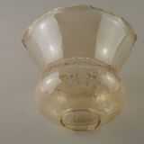 Set of 2 Vintage Glass Bell Shades in Smoked Amber Glass with Scroll Motif 5597