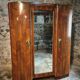 French Art Deco walnut wardrobe with mirror, 1930s