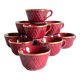 Set of 10 old red and gold ceramic coffee tea cups