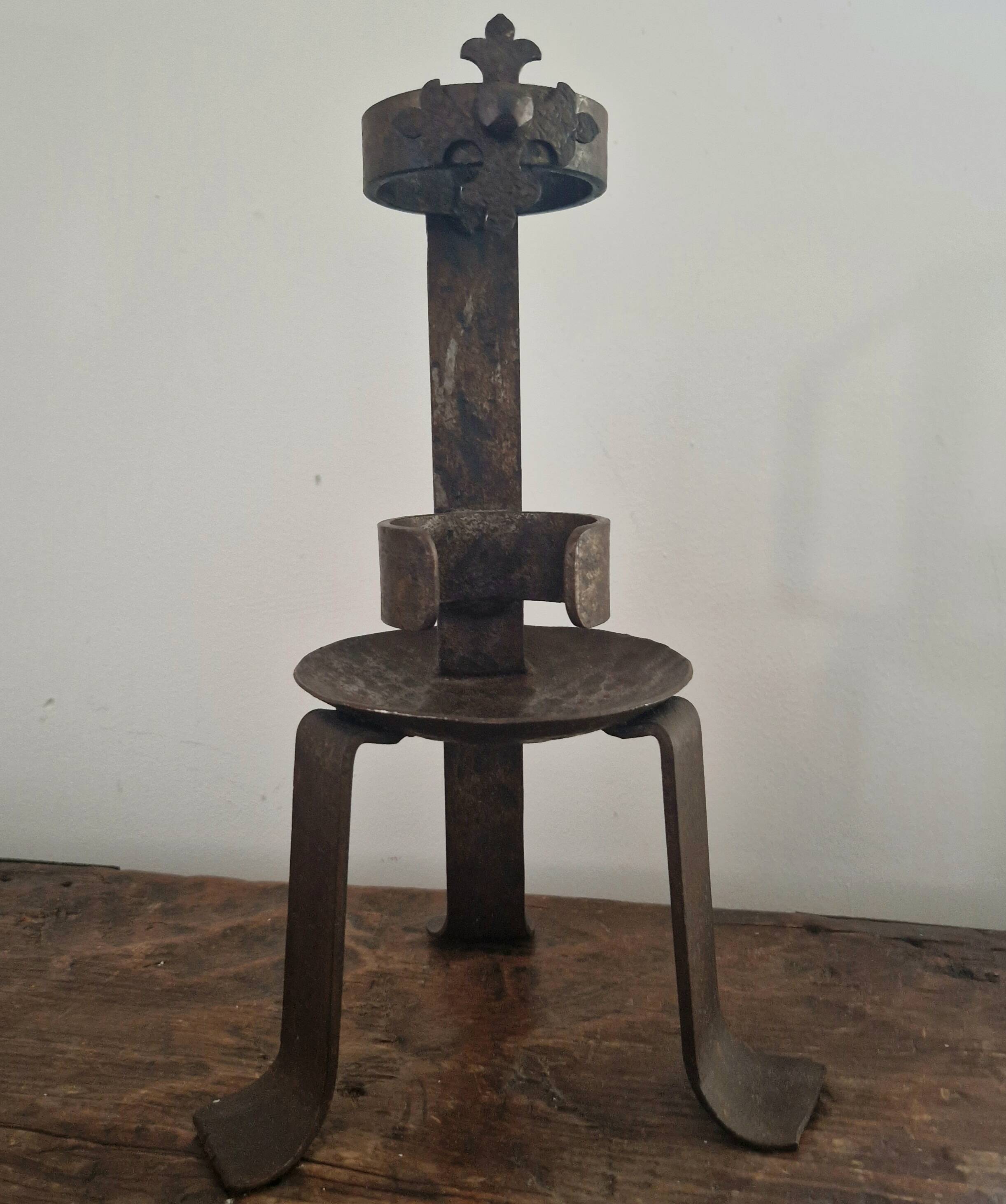 Candle holders in pairs, 20th century, wrought iron, brutalist.