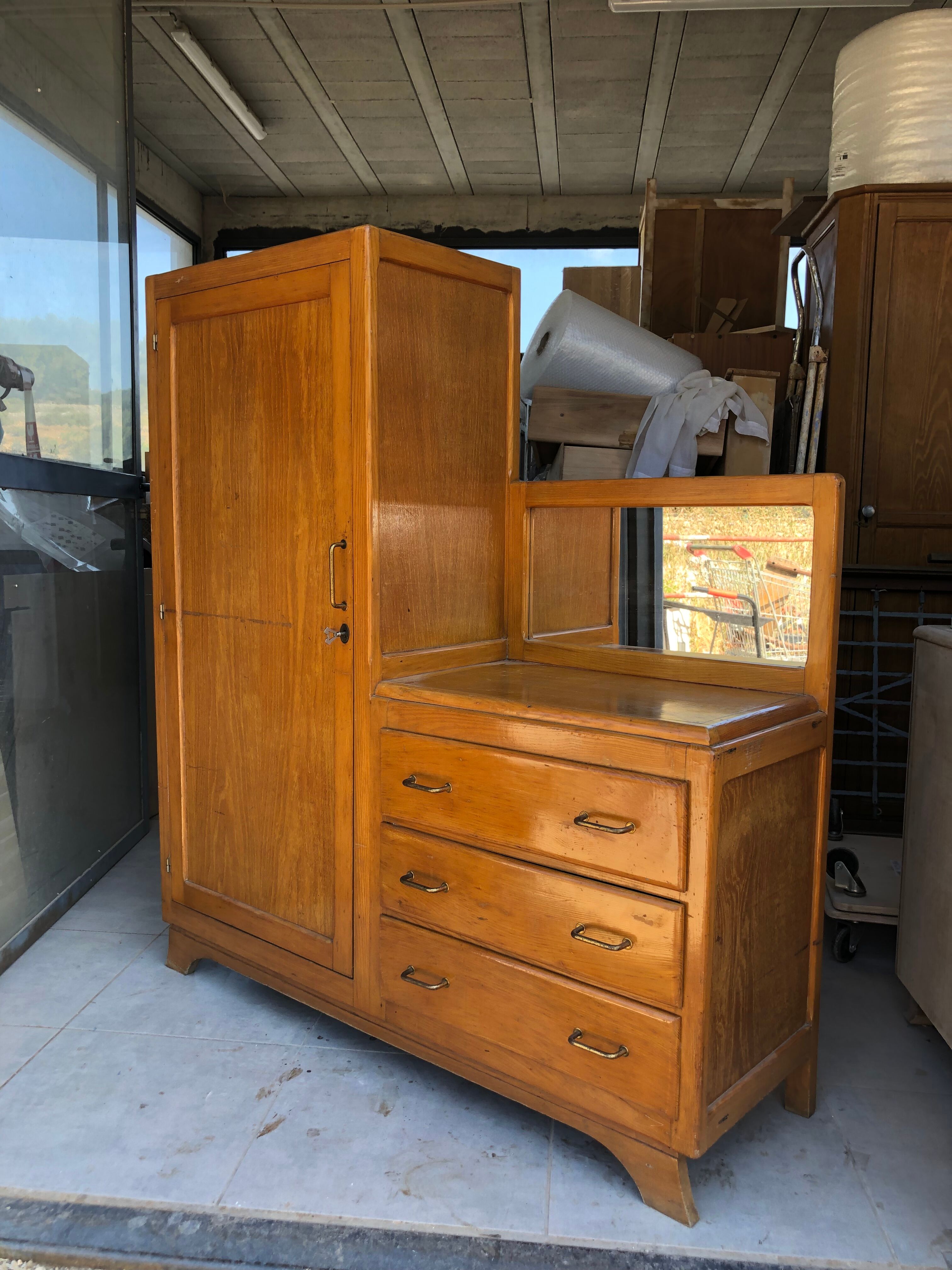 Rare asymmetrical dressing cabinet 50s