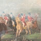 Framed English engraving "The hunt" 20th century