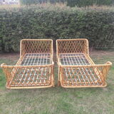 Pair of rattan beds
