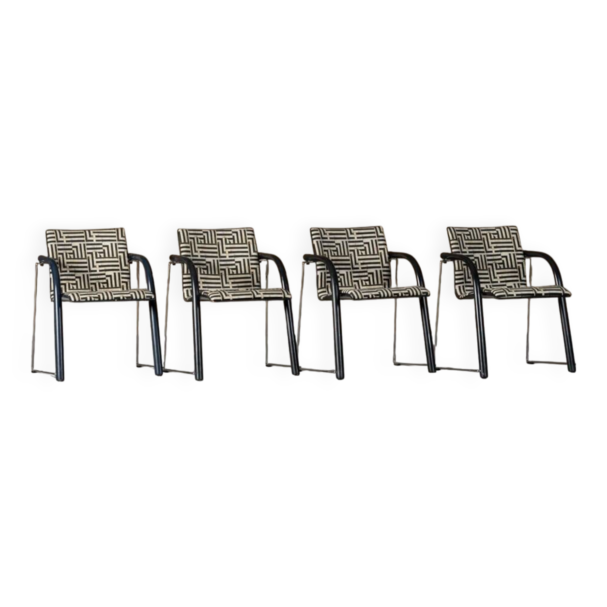 Vintage A 320 Armchair by Wulf Schneider & Ulrich Boehme for Thonet 1980’s in Myth Velvet (set of 4)