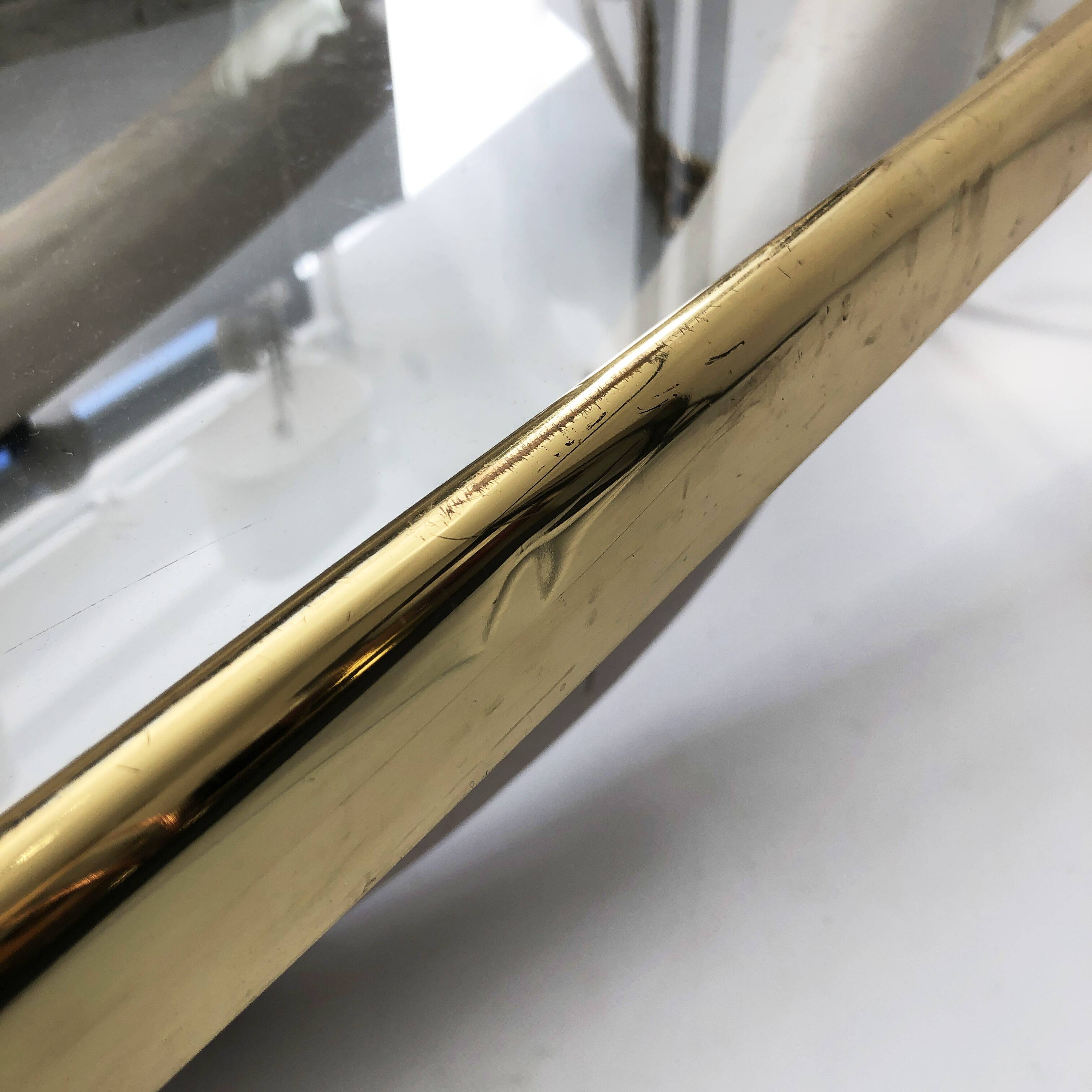 Italo Valenti Brass And Faux Elephant Tusks Coffee Table 1970s Glass Gold