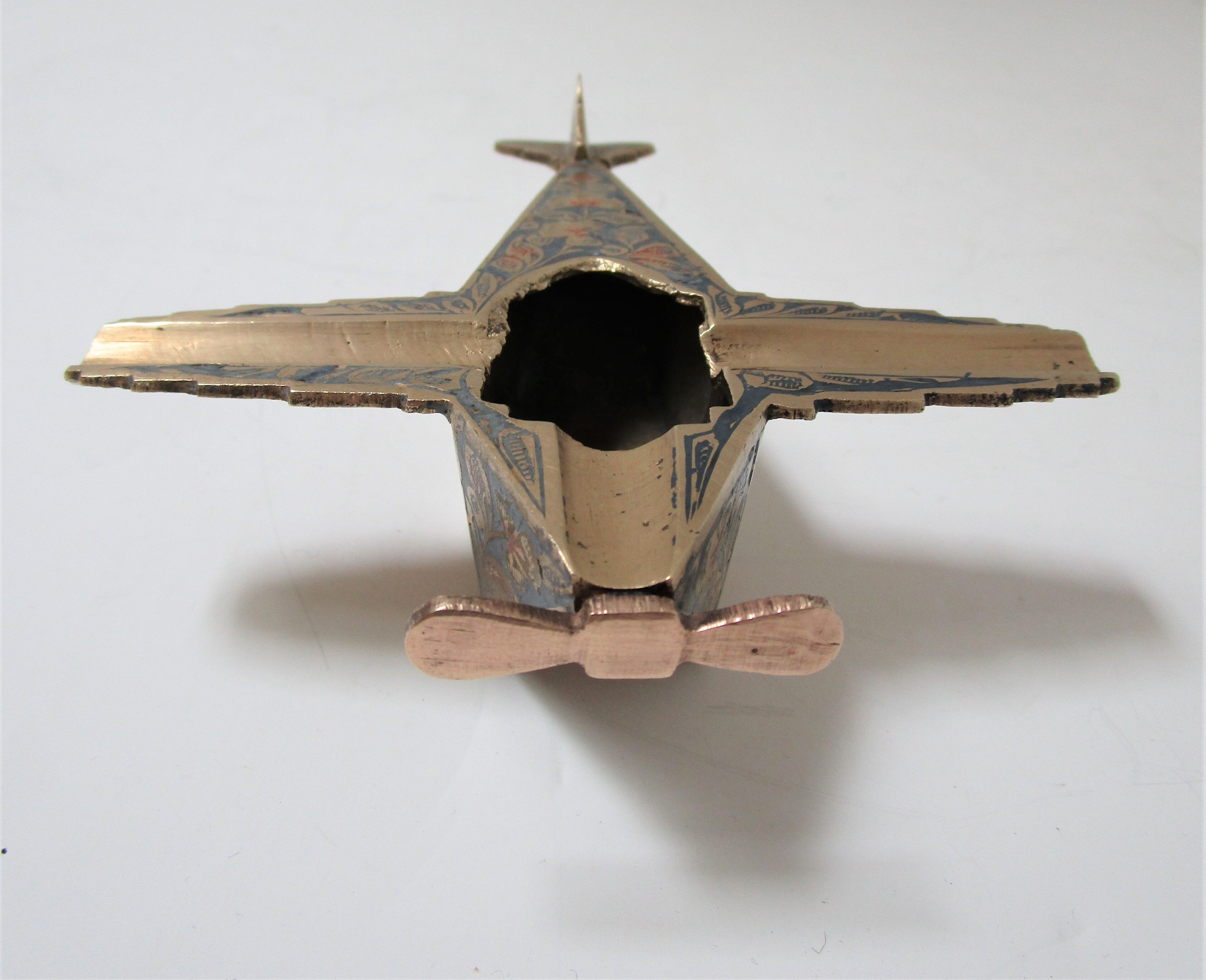 Vintage brass plane ashtray 70