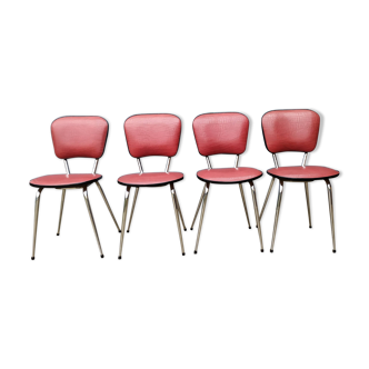 4 chaises rouges vintage