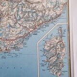 Framed vintage "Michelin" road map from the 80s, 111 cm x 100 cm