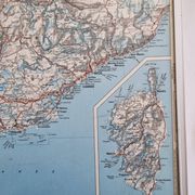 Framed vintage "Michelin" road map from the 80s, 111 cm x 100 cm