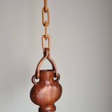 Hanging vase in solid wood carved / handcrafted / 1960