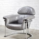 Fauteuil en cuir avec cadre tubulaire chromé, années 1980