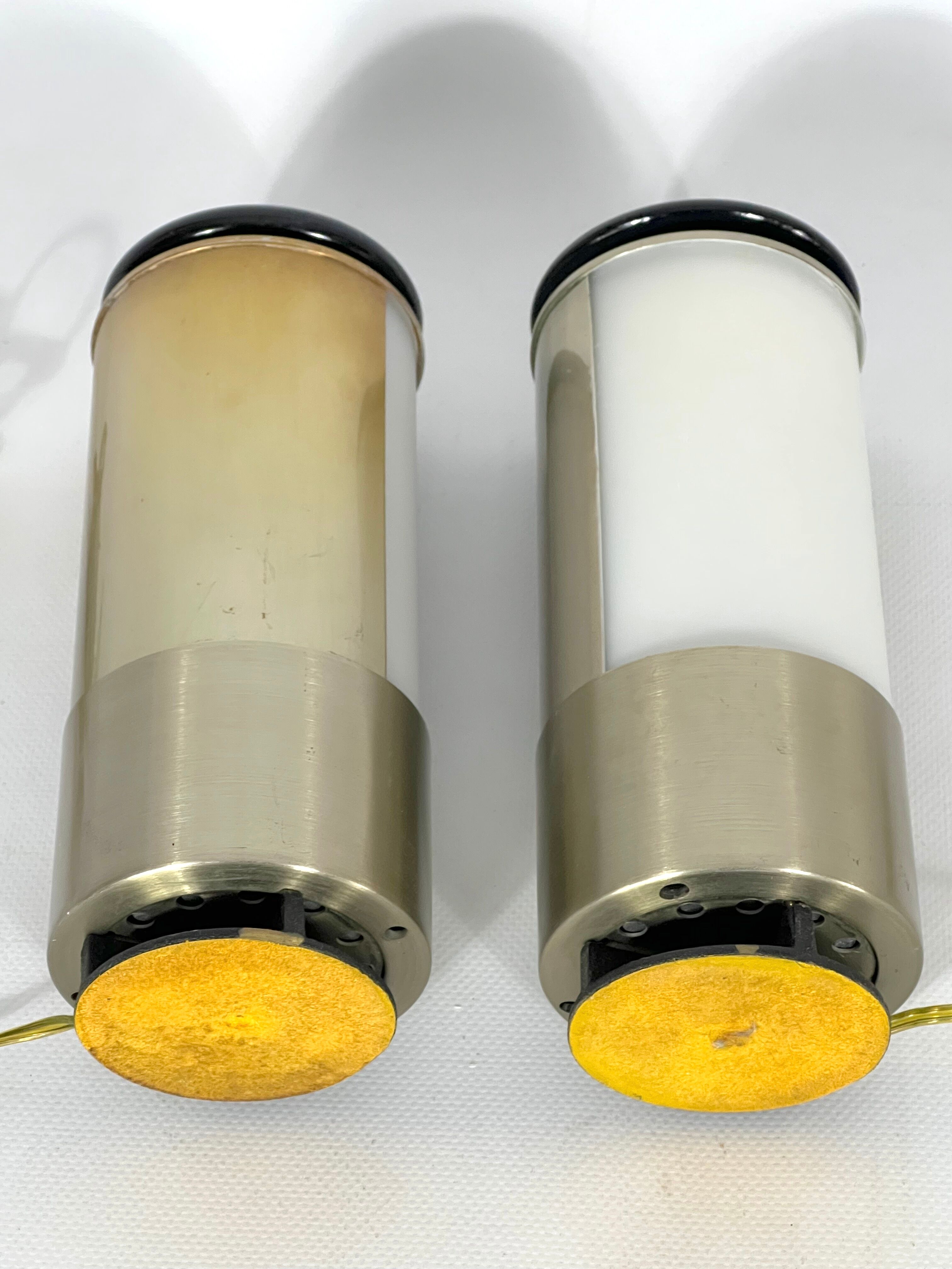 Mid-century modern pair of rare labeled Lumi Milano table lamps