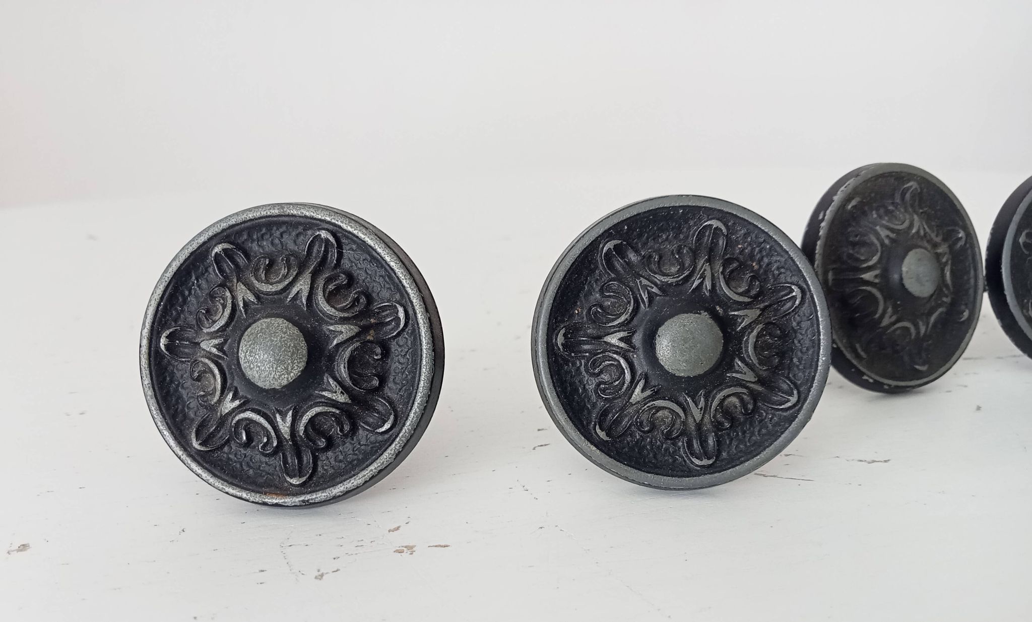 Pair of solid aluminium Victorian-style handles