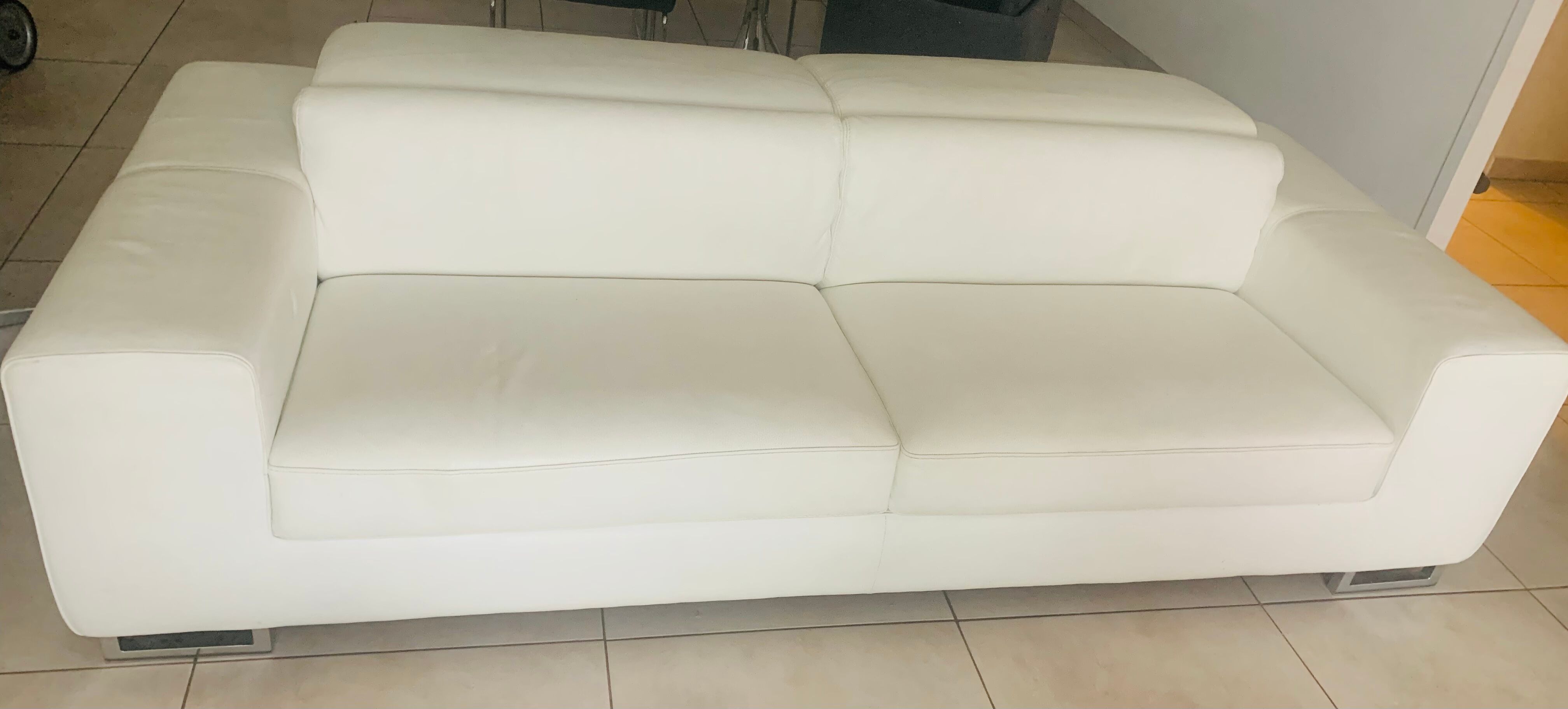 White leather sofa