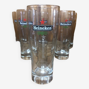 Set of 6 heineken beer glasses 25cl vintage transparent glass