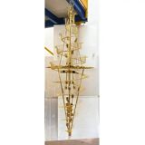 Oversized Contemporary Murano Glass Chandelier, “Quadriedro” Design in Fumé