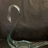 Large swan 31cm in glass crafts France glass bird statue vintage old
