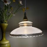 Pendant lamp, antique lampshade in white and gold granite glass
