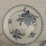 3 flat plates in Sarreguemines iron clay model Flore