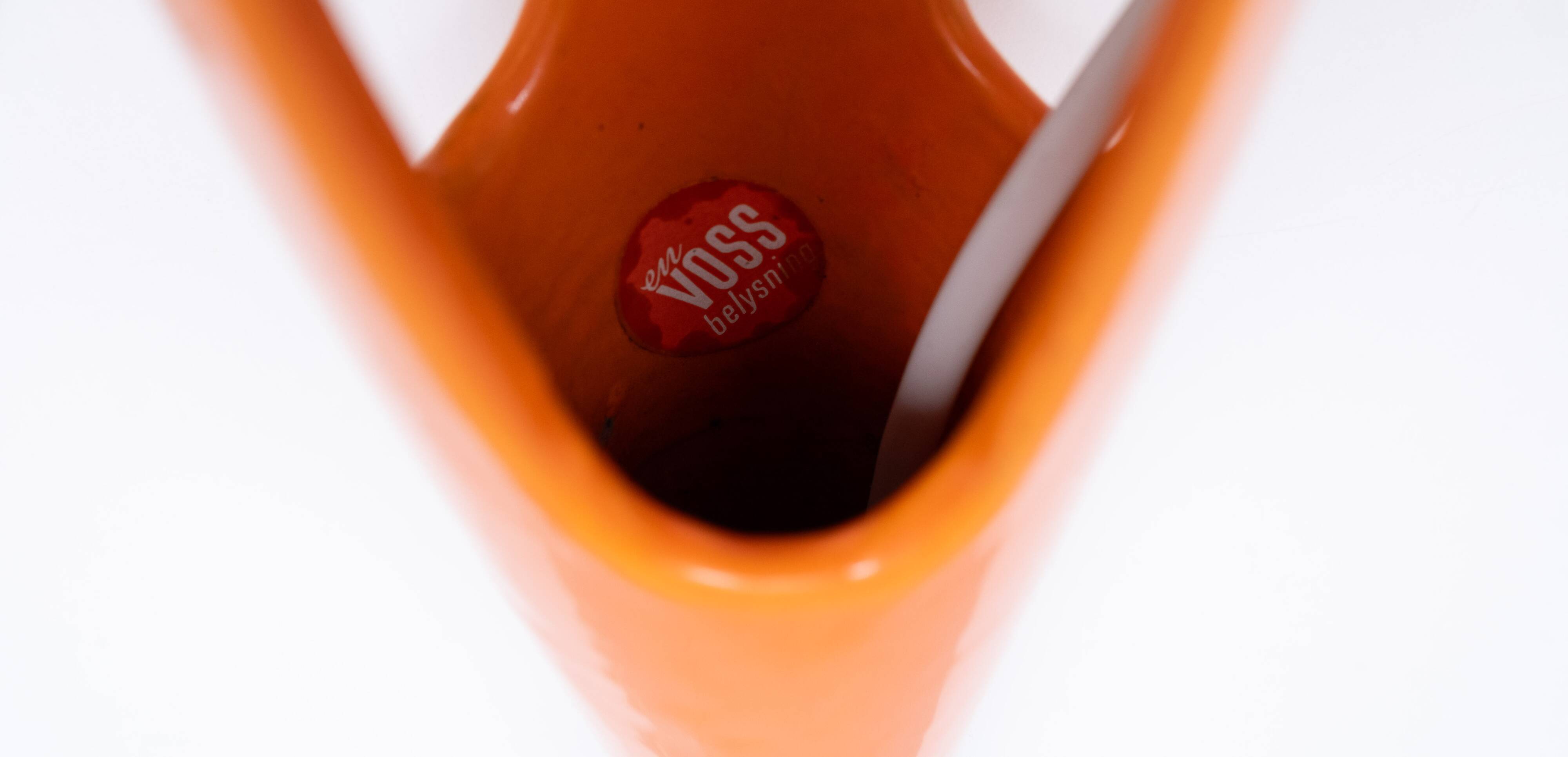 Voss Belysning Orange Enamel table lamps 1950s Denmark