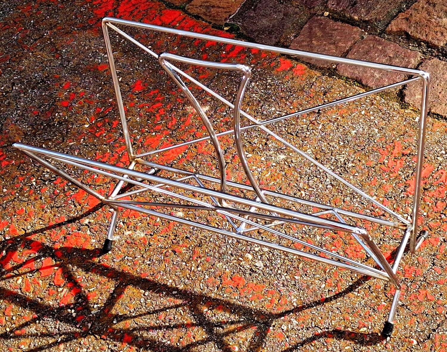 Vintage chrome metal magazine rack