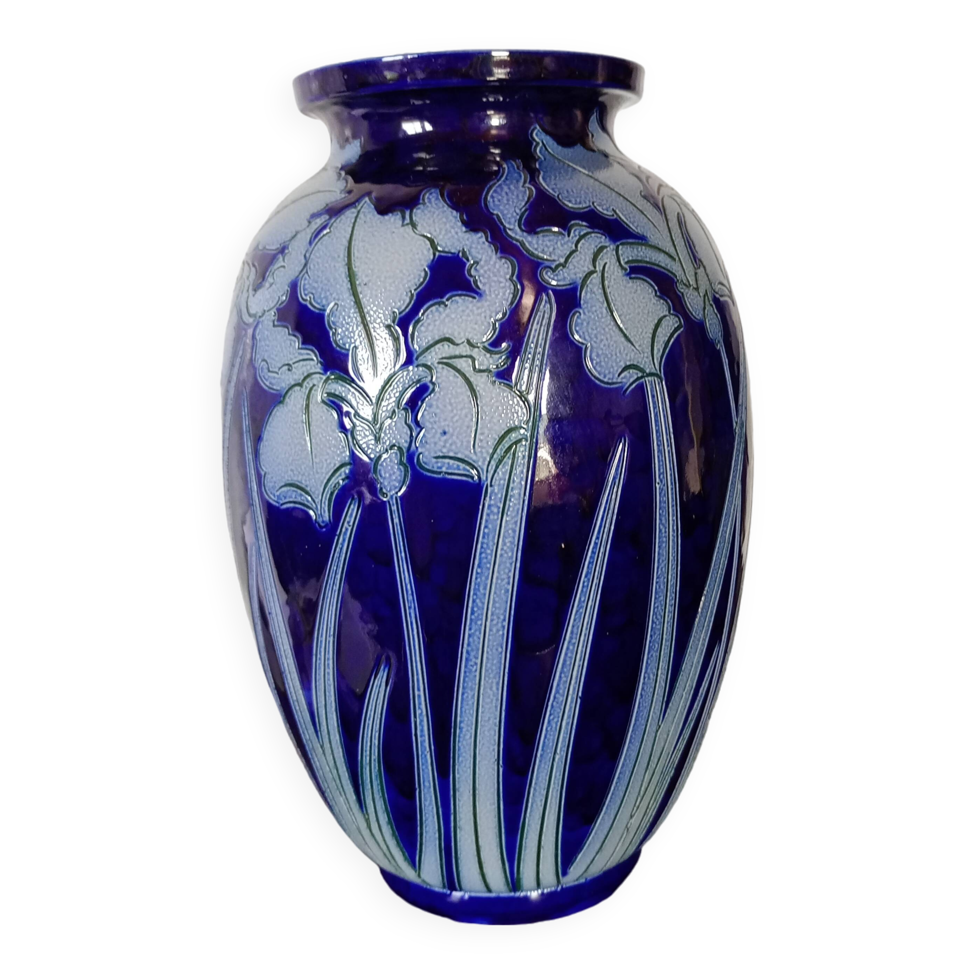 Betschdorf - Large Iris Vase in cobalt blue glazed stoneware