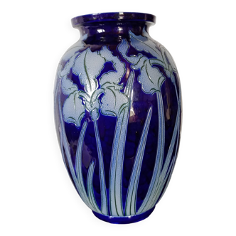 Betschdorf - Large Iris Vase in cobalt blue glazed stoneware