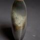 Antonio Lampecco shuttle vase, glazed grey-green ceramic, signed.