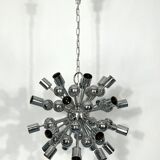 Lustre Sputnik chromé vintage par Reggiani Italie années 1970