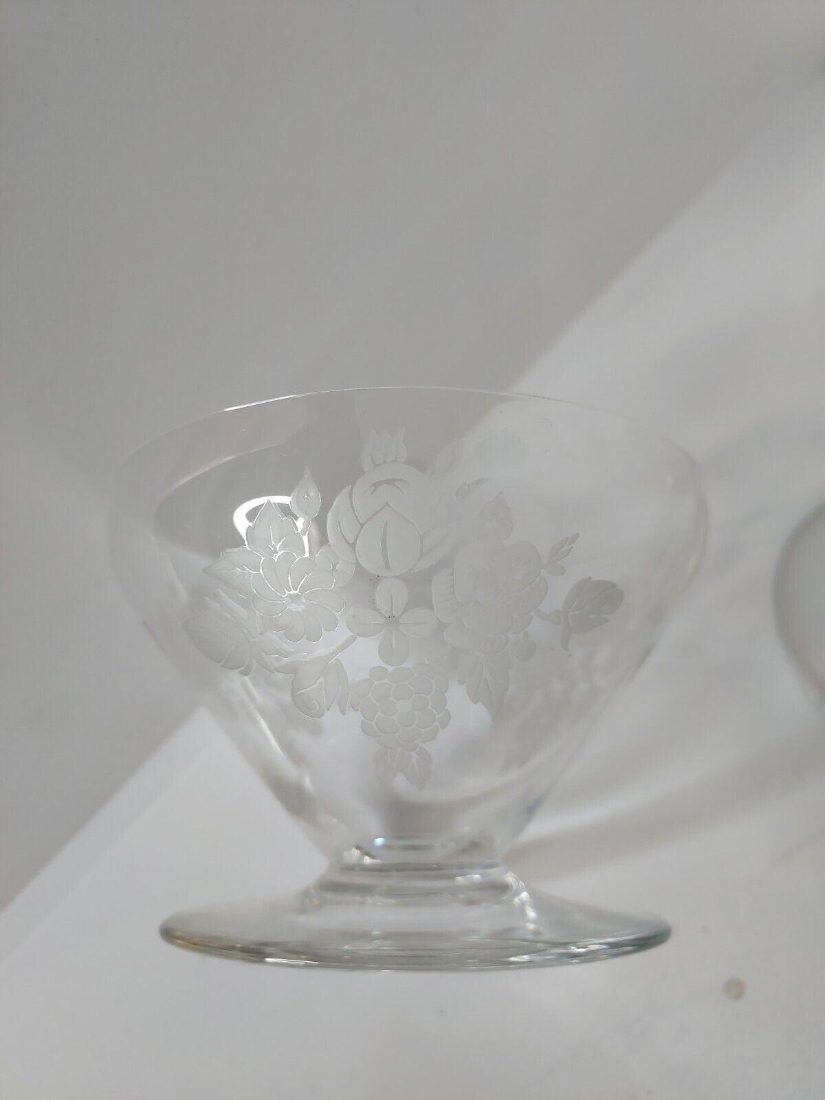 Engraved glass champagne glasses