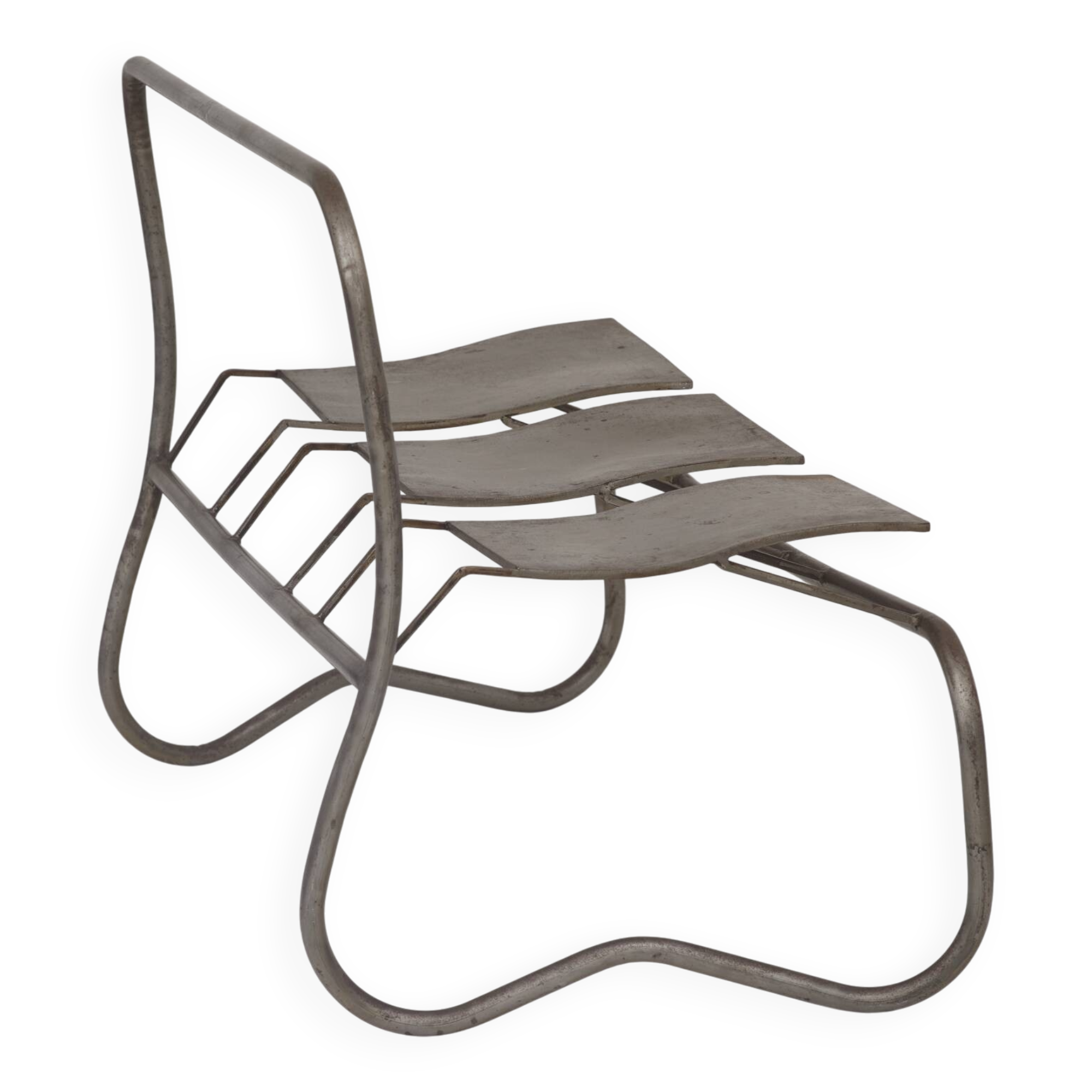 Sculptural metal bench / Artist's work signed Circa 2000