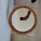 Pretty Soleil rattan mirror, 1950s
